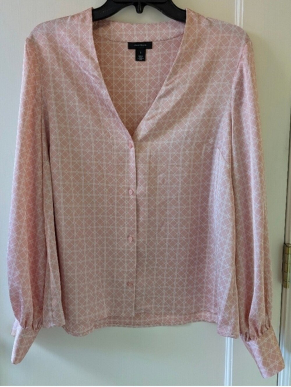 Halogen Light Pink Patterned Blouse Large NWT